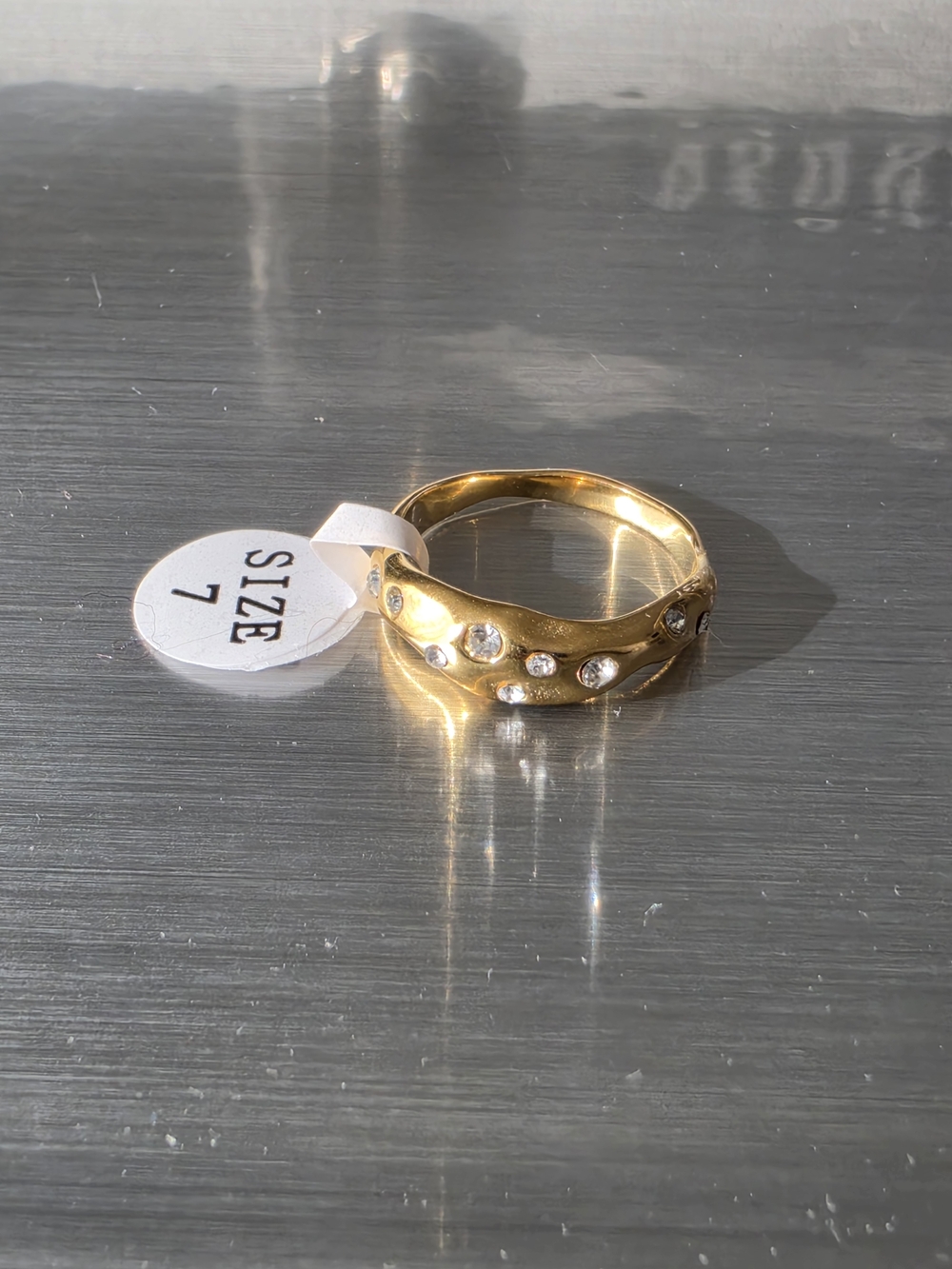 Gold Tone Crystal Accent Women's Fashion Ring